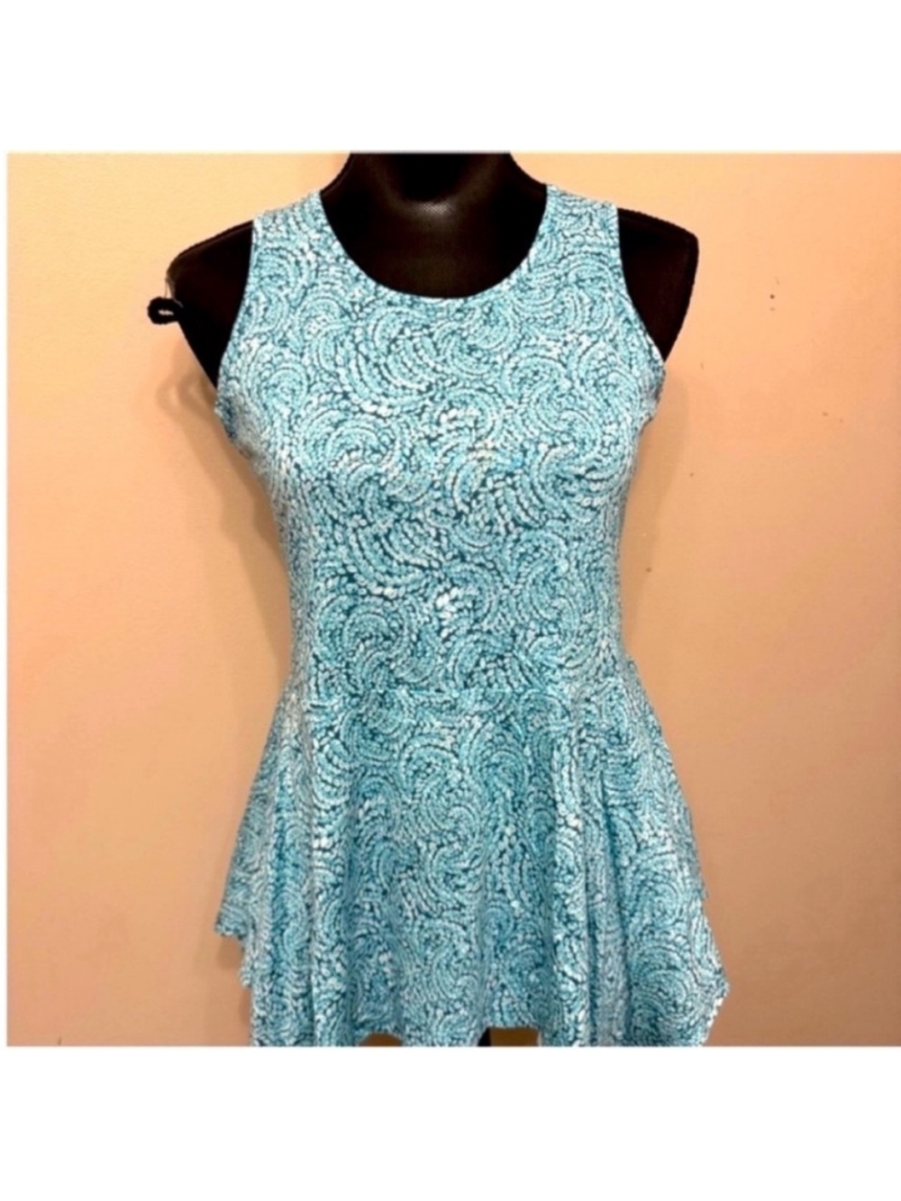 NWT Michael Michael Kors Women’s Sleeveless Turquoise Swirl Peplum Top XS